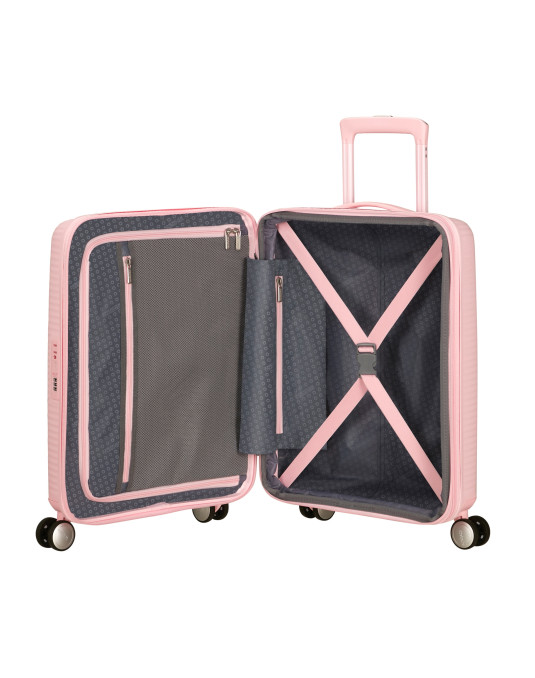 Soundbox 4-wheel cabin baggage Spinner Expandable suitcase 55x40x20/23cm Bass Black