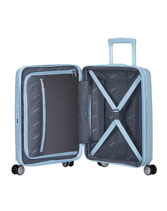 Soundbox 4-wheel cabin baggage Spinner Expandable suitcase 55x40x20/23cm Bass Black