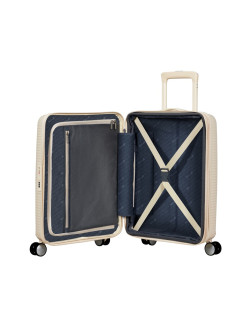 Soundbox 4-wheel cabin baggage Spinner Expandable suitcase 55x40x20/23cm Bass Black