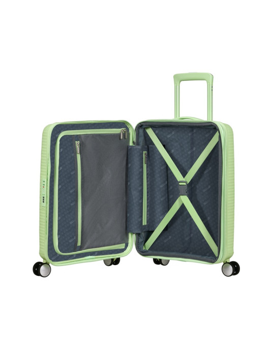 Soundbox 4-wheel cabin baggage Spinner Expandable suitcase 55x40x20/23cm Bass Black