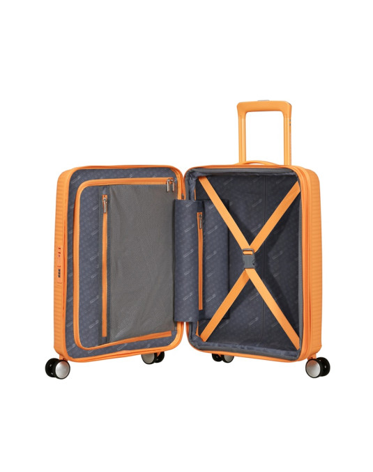 Soundbox 4-wheel cabin baggage Spinner Expandable suitcase 55x40x20/23cm Bass Black